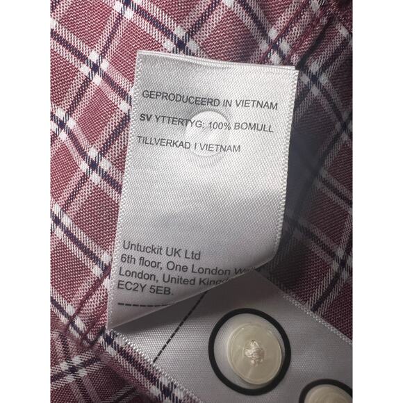 UNTUCKit Parson WF Slim Fit Mauve Plaid Shirt - Medium - Picture 6 of 7